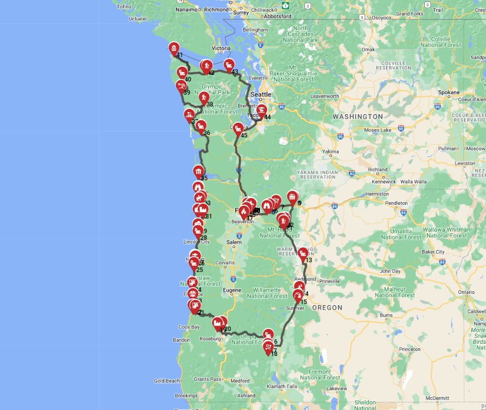 Map for Portland Roundtrip - Medium
